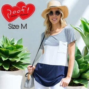 Poof! Mix Knit Color Block Stripe Tunic T-Shirt